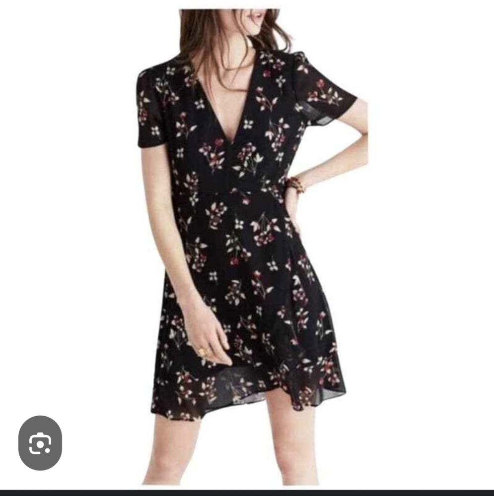 Madewell Black Floral Mini Dress